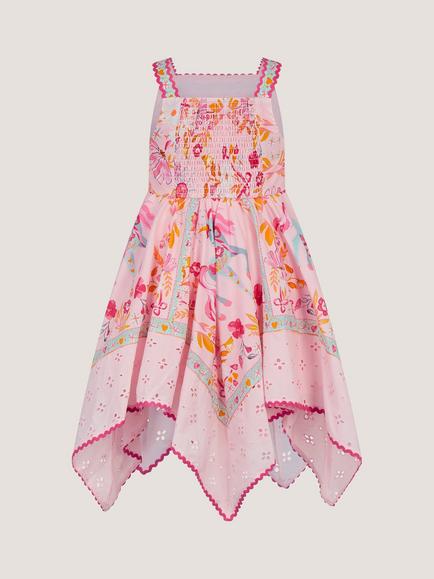 Monsoon Kids' Sleeveless Hanky Hem Dress, Pink - view 2, Pink