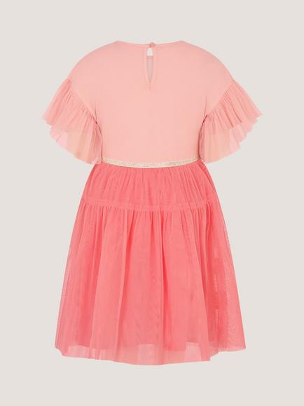 Monsoon Kids' Flutter Sleeve Sequin Unicorn Dress, Pink - view 2, Pink