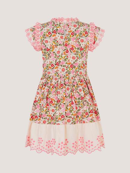 Monsoon Kids' Summer Solstice Shirred Dress, Multi - view 2, Multi