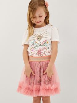 Monsoon Kids' Summer Solstice T-Shirt and Skirt Set, Pink, Pink