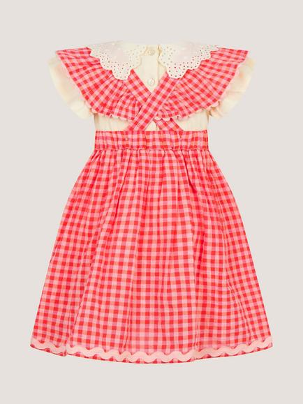 Monsoon Baby Short Sleeve Gingham Dress Set, Pink - view 2, Pink