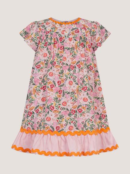 Monsoon Baby Short Sleeve Floral Summer Dress, Pink, Pink