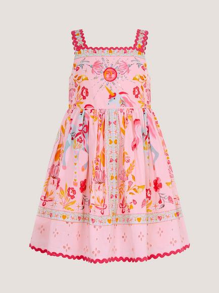 Monsoon Baby Sleeveless Printed Summer Dress, Pink, Pink