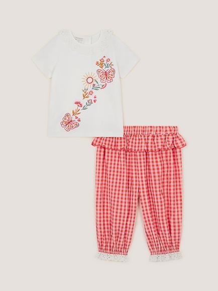 Monsoon Baby Top and Trousers Set, Pink/Multi, Pink/Multi