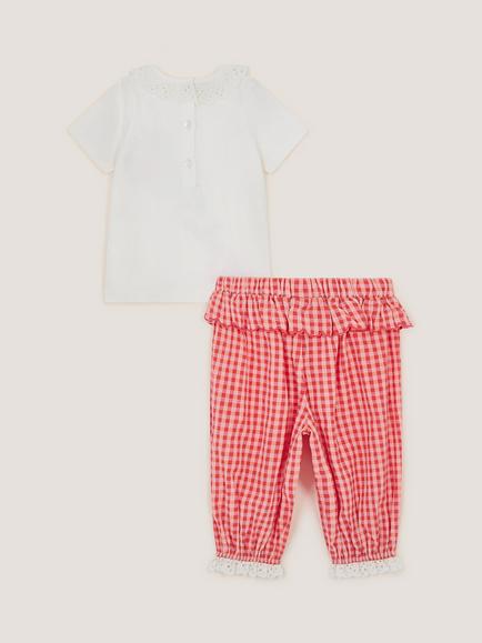 Monsoon Baby Top and Trousers Set, Pink/Multi - view 2, Pink/Multi