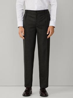 Hackett London Kensington Slim Fit Pleated Wool Blend Trousers, Dark Green, Dark Green