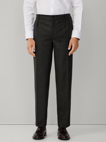 Hackett London Kensington Slim Fit Pleated Wool Blend Trousers, Dark Green, Dark Green