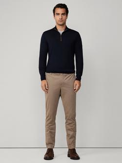 Hackett London Half Zip Merino Wool Silk Blend Jumper, Midnight Blue - view 2, Midnight Blue