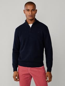 Hackett London Half Zip Lambswool Jumper, Midnight Blue, Midnight Blue