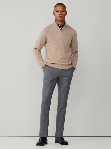 Hackett London Half Zip Lambswool Jumper - view 2, Malt Beige