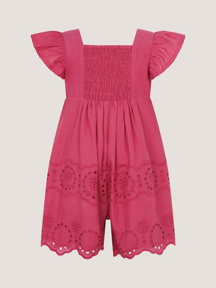 Monsoon Baby Frill Sleeve Butterfly Romper, Pink - view 2, Pink