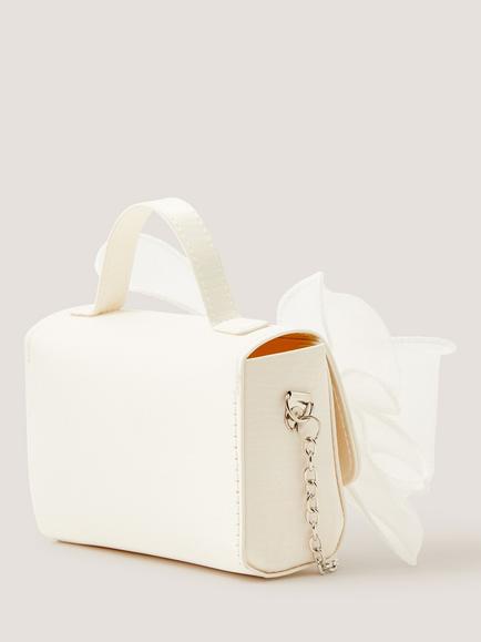 Monsoon Kids' Organza Bow Chain Strap Bridesmaid Bag, Ivory - view 2, Ivory