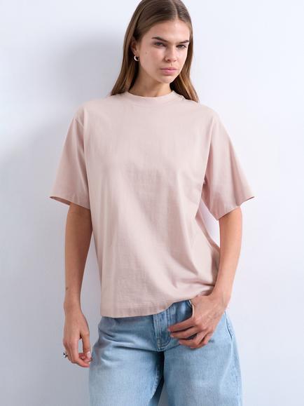 Topshop Premium Cotton Crew Neck T-Shirt, Light Pink
