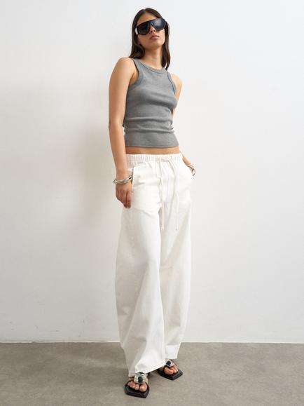 Topshop Pull On Barrel Leg Jeans, White, White