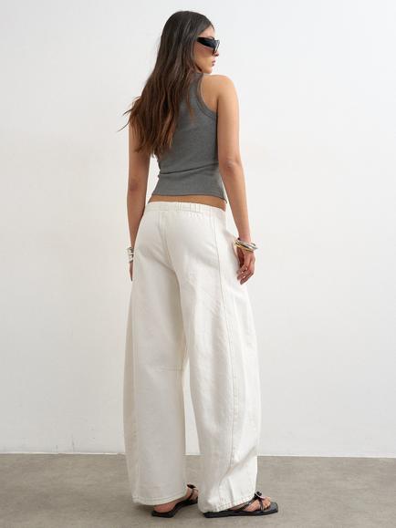Topshop Pull On Barrel Leg Jeans, White - view 2, White