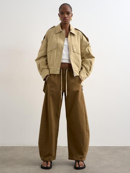 Topshop Pull On Barrel Leg Jeans, Brown