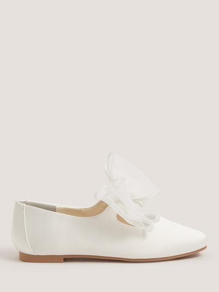 Monsoon Kids' Square Toe Organza Ballet Pumps, Ivory, Ivory