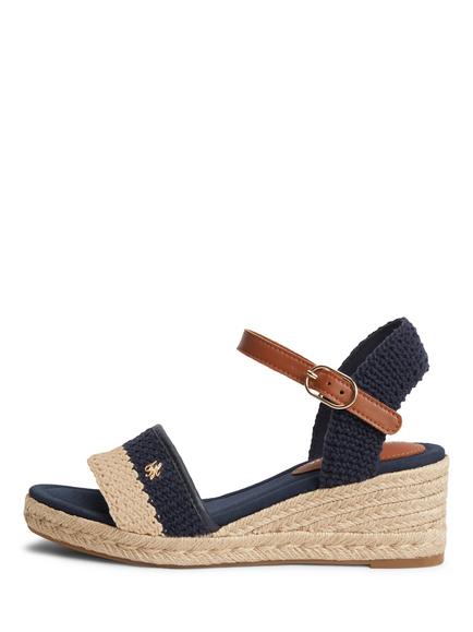Tommy Hilfiger Logo Plaque Woven Wedge Heel Espadrilles, Midnight Blue/Multi - view 2, Midnight Blue/Multi