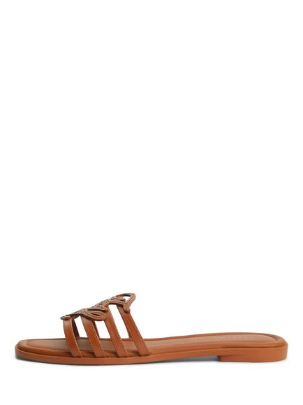 Tommy Hilfiger Logo Strap Leather Mules - view 2, Chestnut