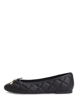 Tommy Hilfiger Logo Charm Quilted Leather Ballerina Pumps - view 2, Black