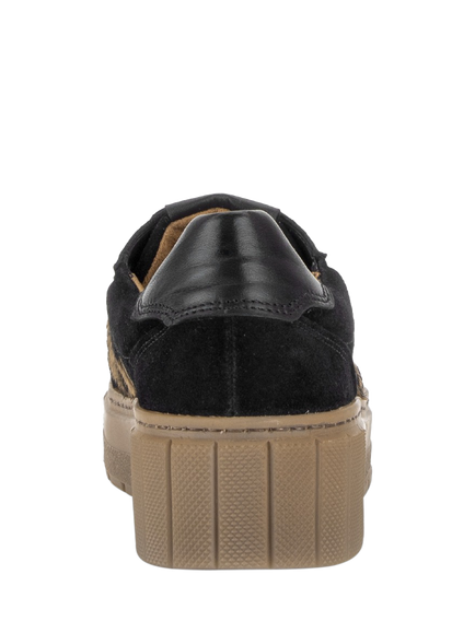 Gabor Frankie Wide Fit Suede Trainers, Black/Sand - view 2, Black/Sand