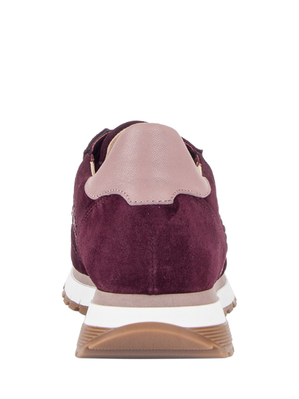 Gabor Harp Wide Fit Suede Trainers, Mulberry/Rosewood - view 2, Mulberry/Rosewood