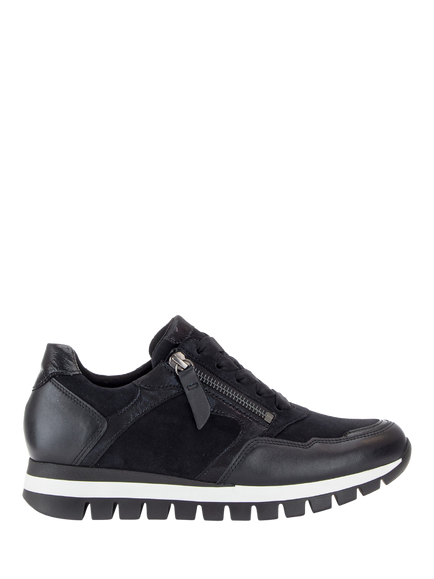 Gabor Willett Wide Fit Leather and Suede Trainers, Dark Blue, Dark Blue