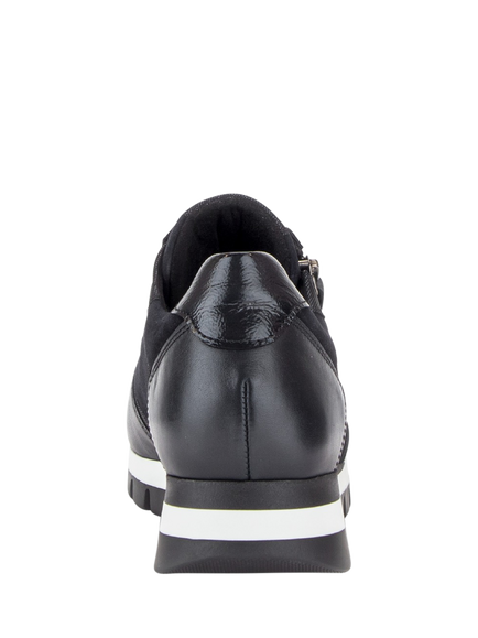 Gabor Willett Wide Fit Leather and Suede Trainers, Dark Blue - view 2, Dark Blue