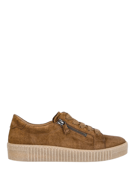 Gabor Wisdom Suede Flatform Trainers, Cognac, Cognac