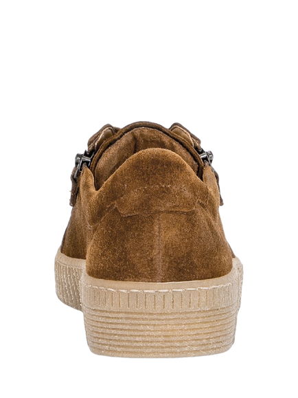 Gabor Wisdom Suede Flatform Trainers, Cognac - view 2, Cognac