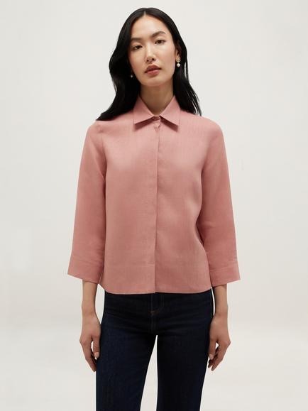 Hobbs Nita Linen Shirt, Soft Peach Pink, Soft Peach Pink