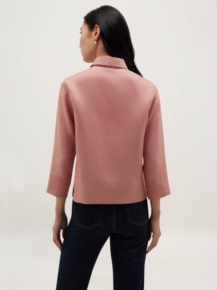 Hobbs Nita Linen Shirt, Soft Peach Pink - view 2, Soft Peach Pink