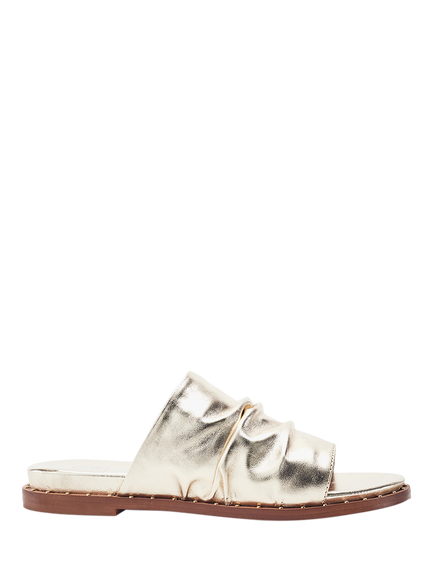 Moda in Pelle Jerri Leather Mule Sandals, Gold, Gold