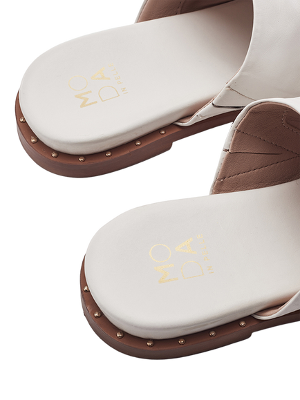 Moda in Pelle Jerri Leather Mule Sandals, White - view 2, White