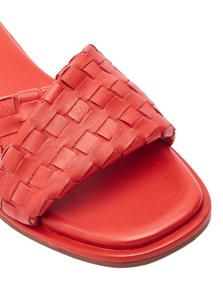 Moda in Pelle Jina Woven Leather Mules, Dark Orange - view 2, Dark Orange