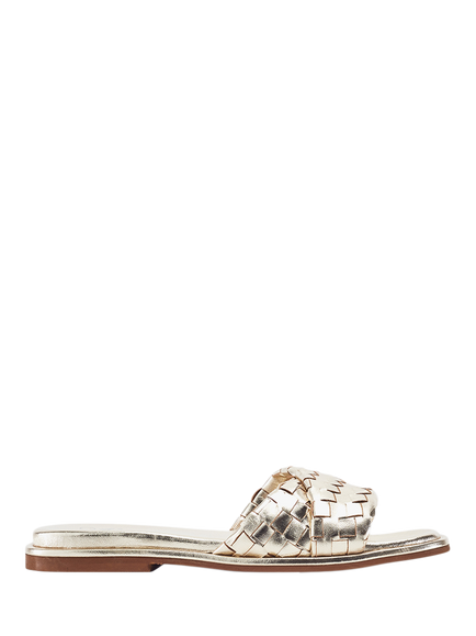 Moda in Pelle Jina Woven Leather Mules, Gold, Gold