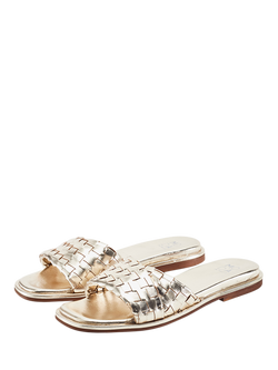 Moda in Pelle Jina Woven Leather Mules, Gold - view 2, Gold