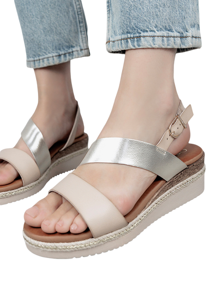 Moda in Pelle Joani Cross Strap Sandals - view 2, Off White