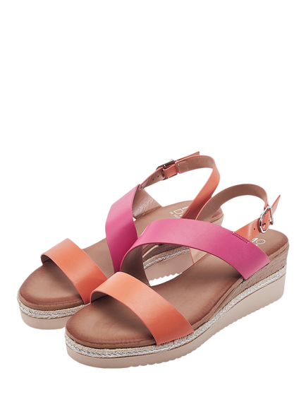 Moda in Pelle Joani Cross Strap Sandals - view 2, Pink/Orange