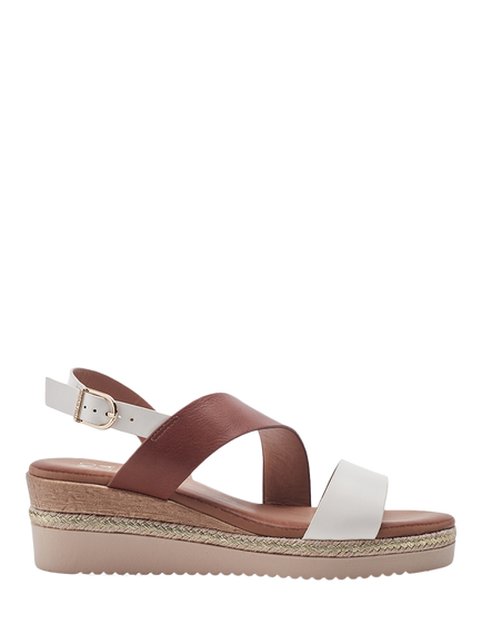 Moda in Pelle Joani Cross Strap Sandals, Tan/White