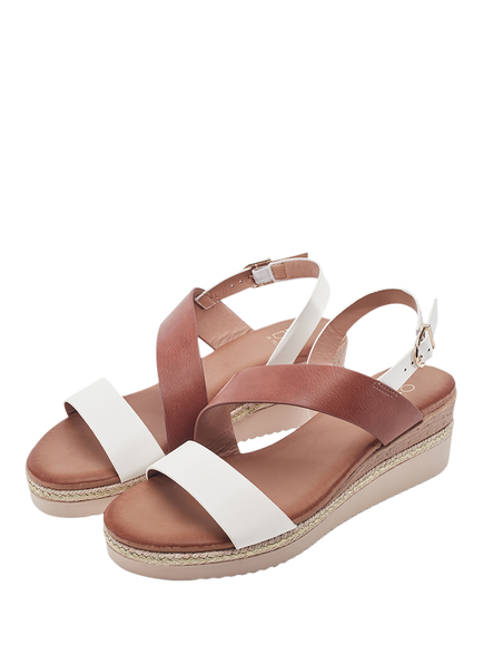 Moda in Pelle Joani Cross Strap Sandals - view 2, Tan/White