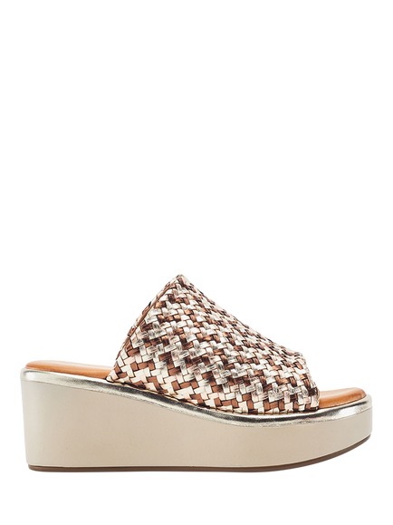 Moda in Pelle Kalley Woven Leather Wedge Heel Mule Sandals, Multi