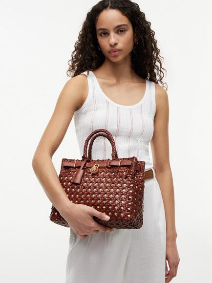 Tommy Hilfiger American Icon Leather Tote Bag, Brown - view 2, Brown