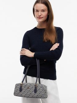Tommy Hilfiger Textile Jacquard Rectangular Shoulder Bag, Navy Blue - view 2, Navy Blue