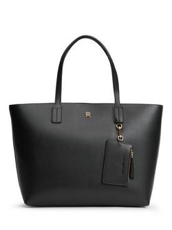 Tommy Hilfiger TH Icon Pebble Grain Tote Bag, Black, Black