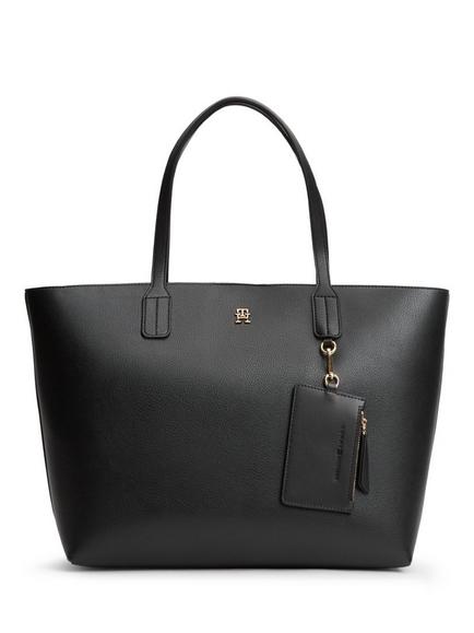 Tommy Hilfiger TH Icon Pebble Grain Tote Bag, Black, Black