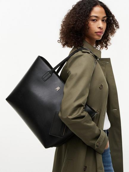 Tommy Hilfiger TH Icon Pebble Grain Tote Bag, Black - view 2, Black