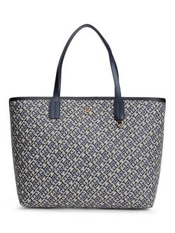 Tommy Hilfiger Jacquard Monogram Tote Bag, Navy Blue, Navy Blue