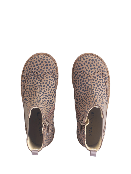 Start-Rite Kids' Bramble Nubuck Zip-Up Chelsea Boots, Taupe/Splash - view 2, Taupe/Splash