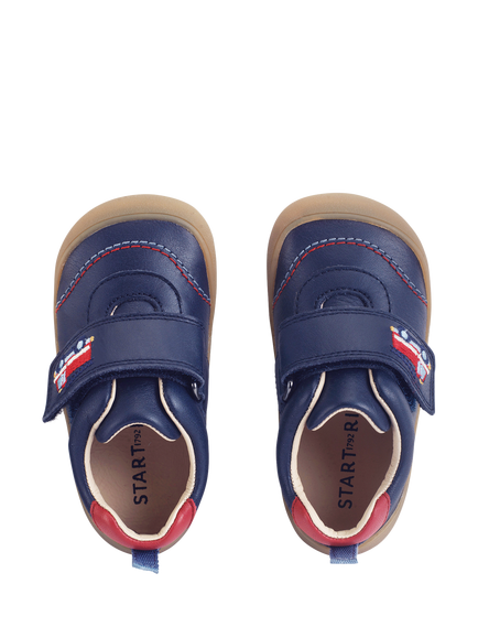 Start-Rite Kids' Baby Harvest Leather Rip-Tape First Walking Shoes, Navy/Fire Engine - view 2, Navy/Fire Engine